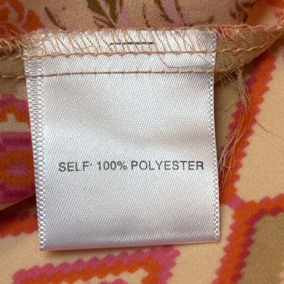 Rose+Olive Top Womens Large Cropped Boxy Aztec Floral Orange Pink Button Up - Picture 4 of 10